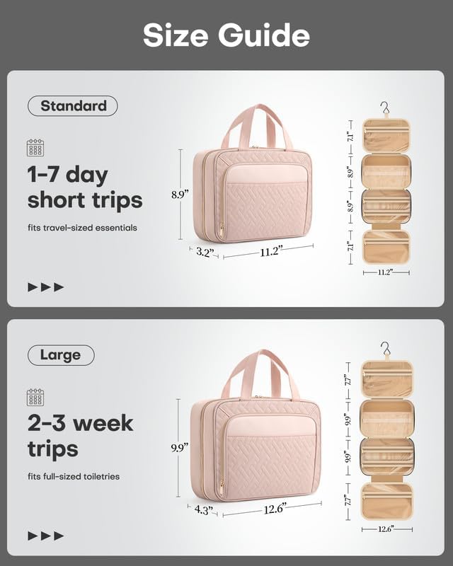 Large Travel Cosmetic Bag with Waterproof Hanging Hook